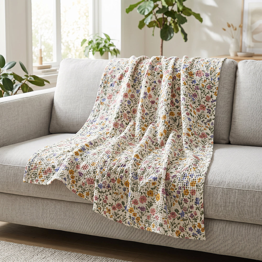Soft Fluffy Textured Cotton Waffle Duvet Cover Fabric - Image 4