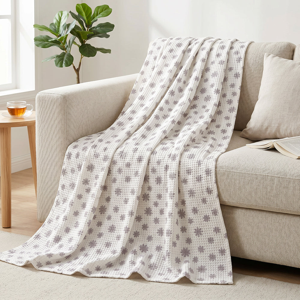 Lightweight Breathable Skin Friendly Cotton Waffle Throw Fabric - Image 4