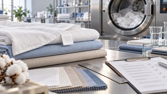 Bedding textiles in a testing workspace for evidence-based care instruction development