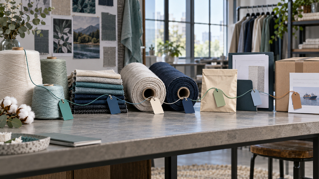 Textile supply chain traceability from yarn and fabric rolls to sample, test report and shipment
