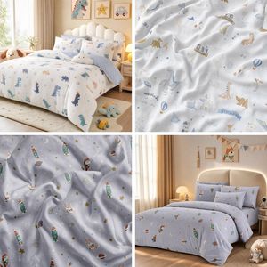 High-Density Microfiber Cartoon Print Duvet Cover Fabric: Easy to Wash, Quick-Drying, Worry-Free and Effortless, Healthy All-Cotton Feel Home Textile.