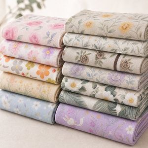 Trendy Morandi Floral Pattern Pure Cotton Muslin Fabric Sheet Cloth: Casual Wrinkled Look for Bed Sets