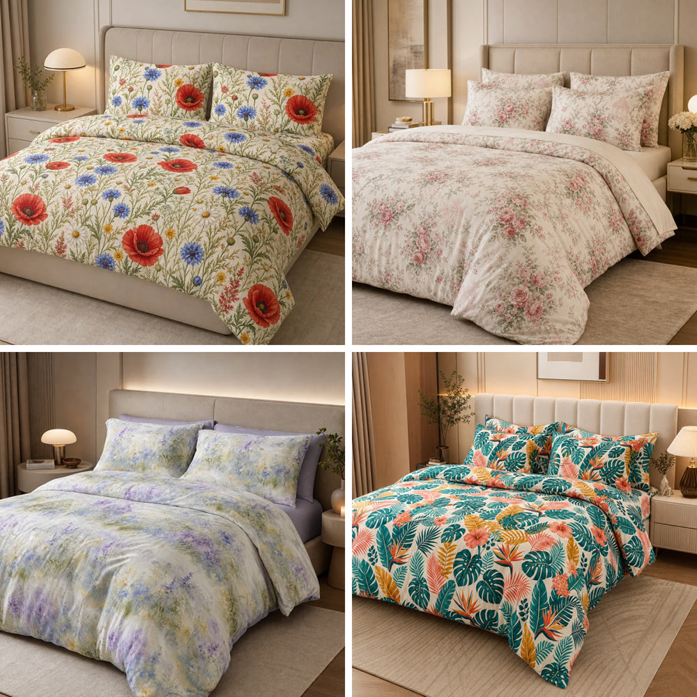 100% Cotton Floral Fabric for Fitted Sheets – fabric texture detail