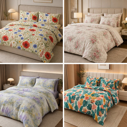 100% Cotton Floral Fabric for Fitted Sheets – fabric texture detail