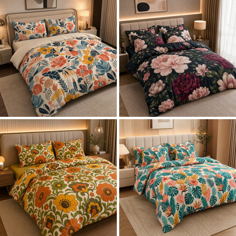 Cotton Floral Duvet Cover Fabric – fabric texture detail