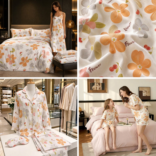 Custom Printed Cotton Fabric for Bedding and Loungewear