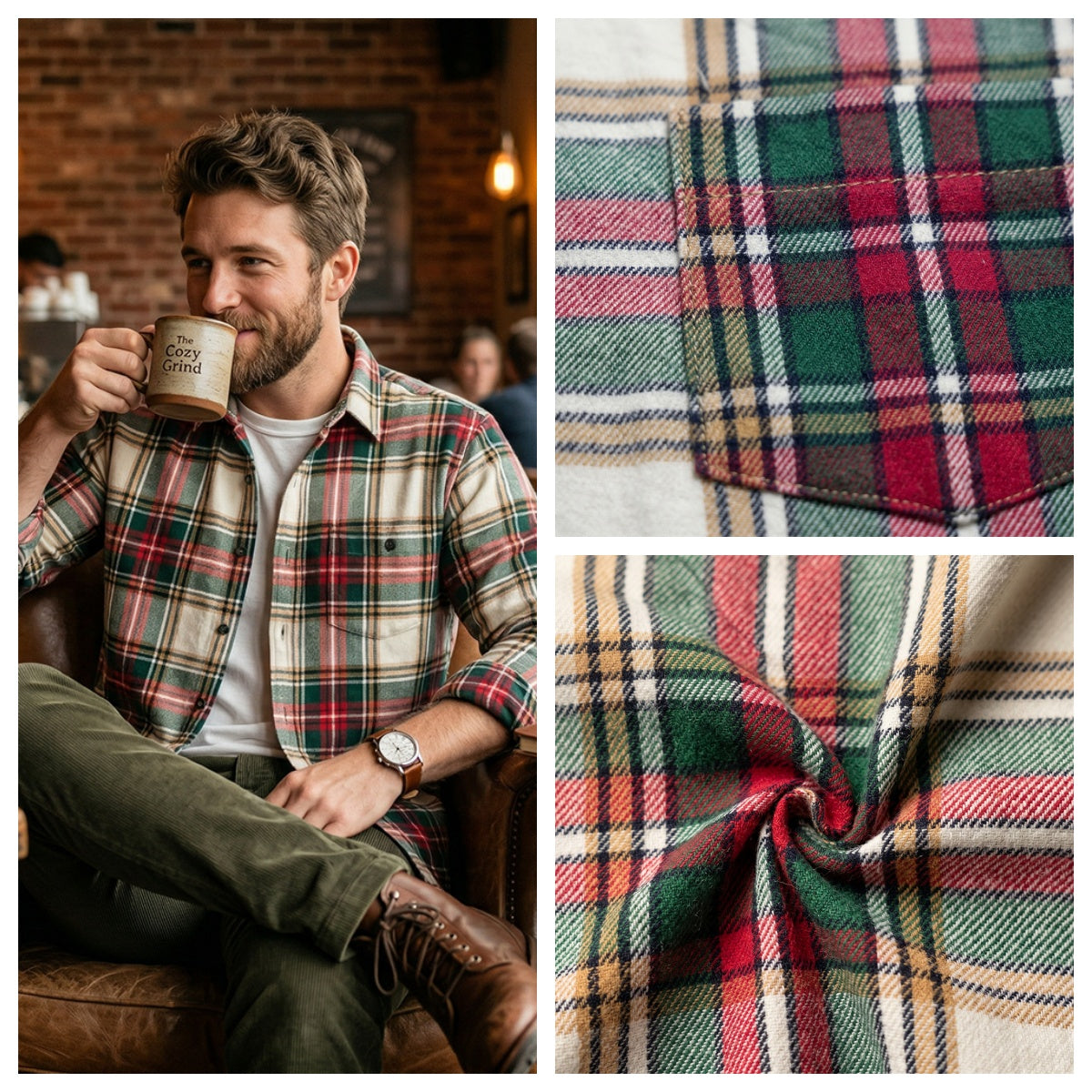 Custom Cotton Plaid Fabric for Shirts – print pattern detail