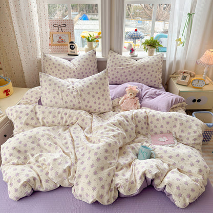 Combed Cotton Double-Gauze Floral Fabric – fabric texture detail