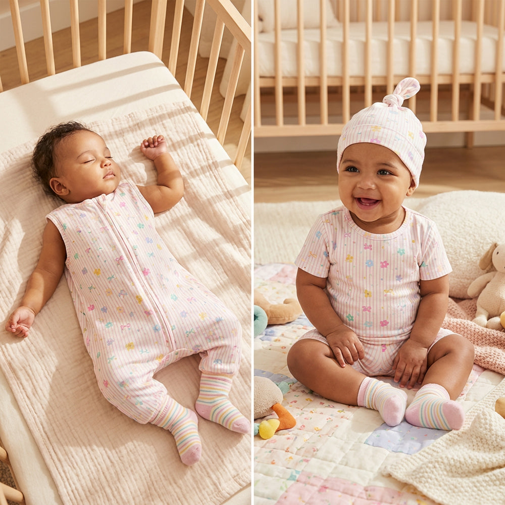 Soft Cotton Cartoon Print Fabric for Baby Sleepwear – fabric texture detail
