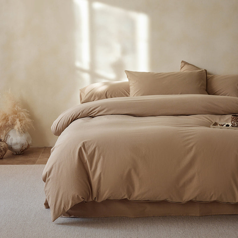 Premium Cotton Solid Dyed Fabric for Comfortable Bedding – solid color and fabric surface detail