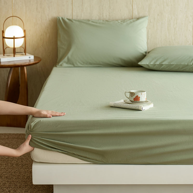 Plain-Weave Cotton Solid Dyed Fabric for Mattress Protectors – solid color and fabric surface detail
