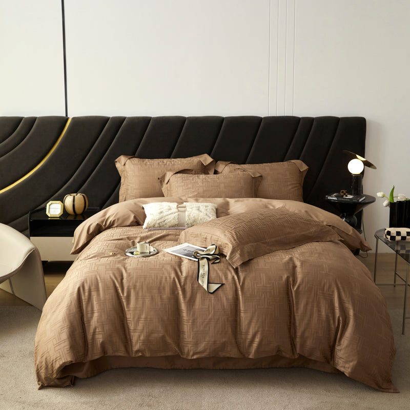 Soft-Touch 100% Cotton Jacquard Fabric for Bed Linen – alternate fabric and bedding view