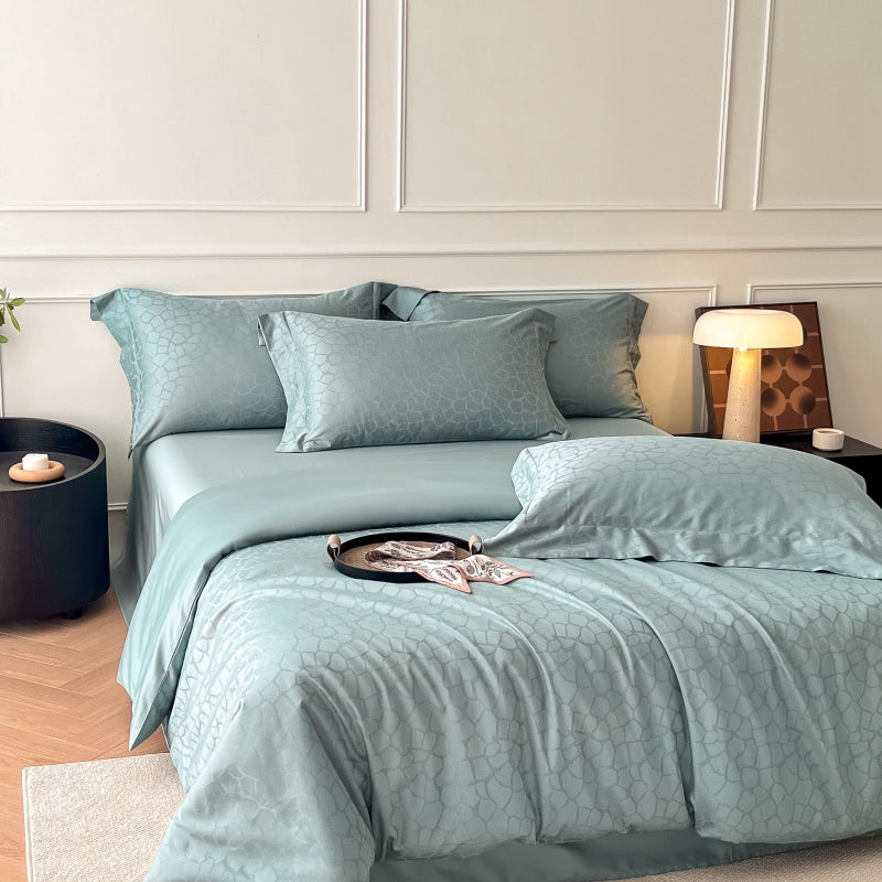 High-Density Cotton Jacquard Fabric for Hotel Bed Linen – color, weave and finish detail