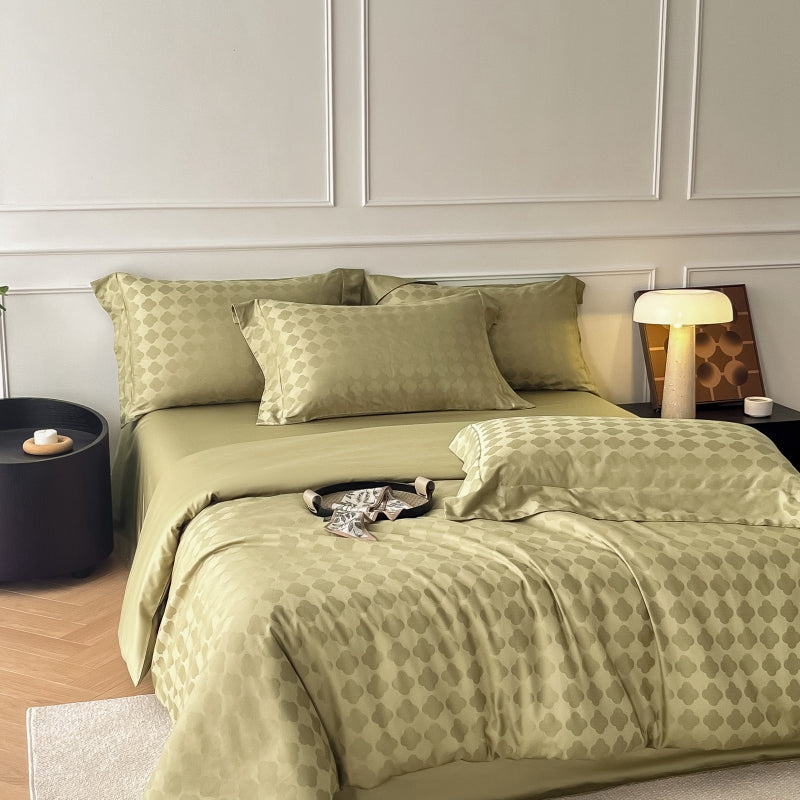 Mercerized Cotton Jacquard Fabric with Silky Sheen – color, weave and finish detail