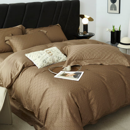 Wrinkle-Resistant Cotton Jacquard Fabric for Bed Sets – alternate fabric and bedding view