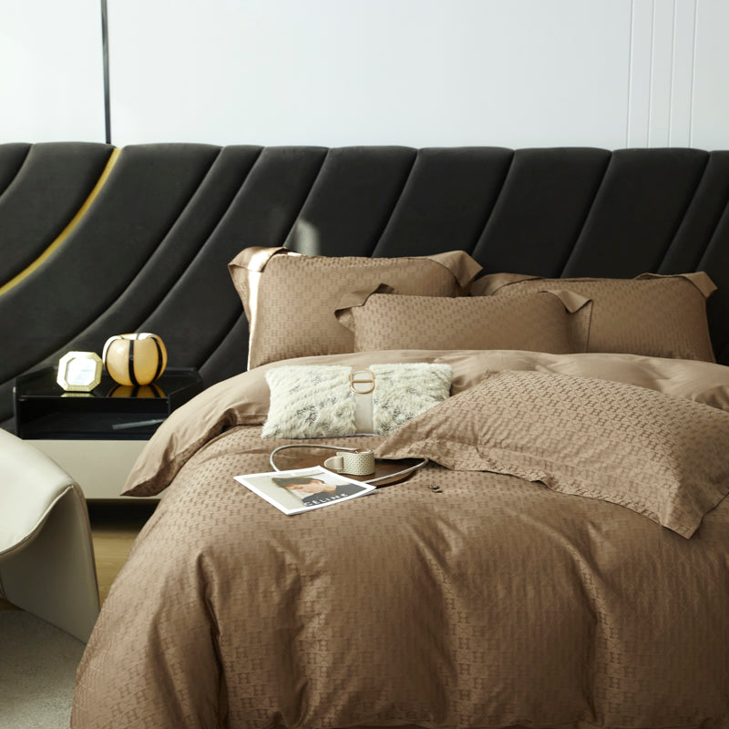 Yarn-Dyed 100% Cotton Jacquard Fabric for Duvet Covers – color, weave and finish detail