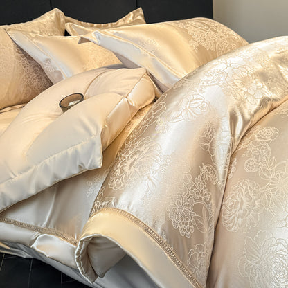 Floral 100% Cotton Jacquard Fabric for Elegant Bedding – jacquard texture and application detail