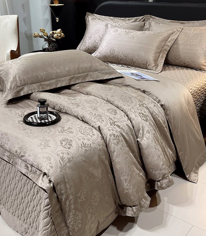 Floral 100% Cotton Jacquard Fabric for Elegant Bedding – color, weave and finish detail