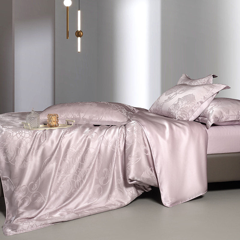 Breathable Cotton Jacquard Fabric for Flat Sheets – alternate fabric and bedding view