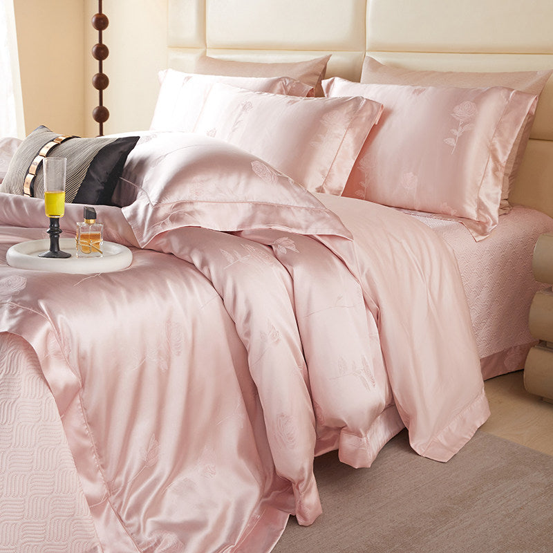 High-Density Cotton Jacquard Fabric for Hotel Bedding – jacquard texture and application detail