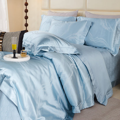 High-Density Cotton Jacquard Fabric for Hotel Bedding – color, weave and finish detail