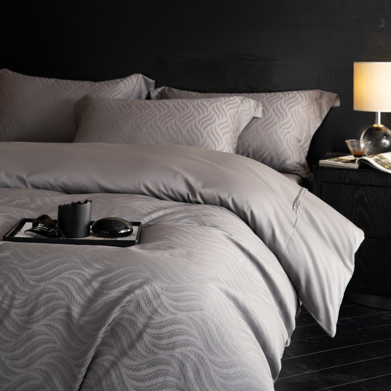 Skin-Friendly Cotton Jacquard Fabric for Bedding and Pajamas – jacquard texture and application detail