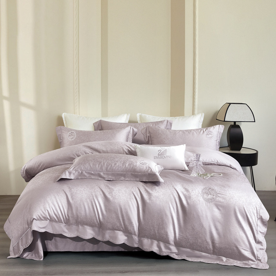 Commercial Cotton Jacquard Fabric for Hospitality Linens – jacquard texture and application detail
