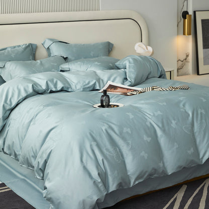Easy-Care Cotton Jacquard Fabric for Bed Linen – alternate fabric and bedding view