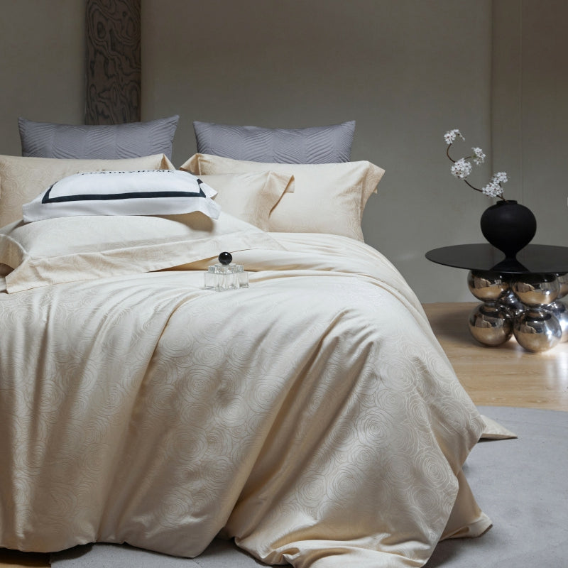 Easy-Care Cotton Jacquard Fabric for Bed Linen – jacquard texture and application detail