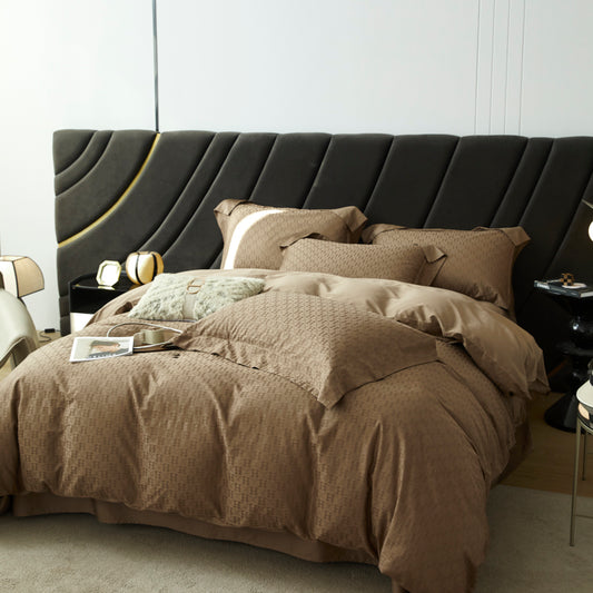 Silk-Like Cotton Jacquard Fabric for Pillowcases – alternate fabric and bedding view