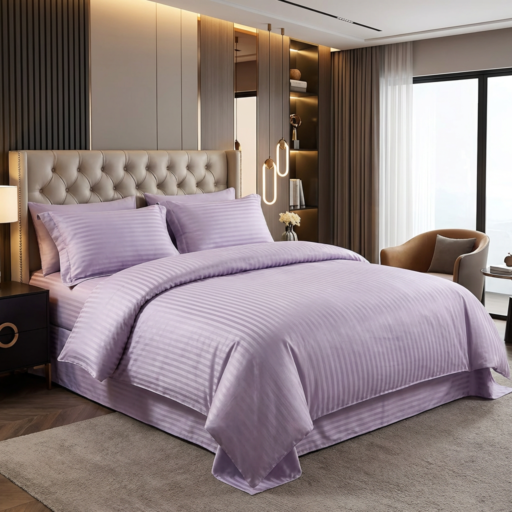 Extra-Wide Cotton Jacquard Fabric for King Duvet Covers – alternate fabric and bedding view