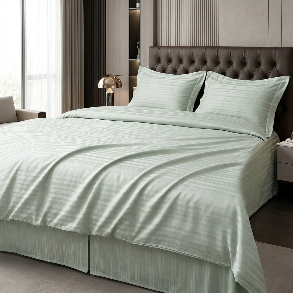 Extra-Wide Cotton Jacquard Fabric for King Duvet Covers – jacquard texture and application detail
