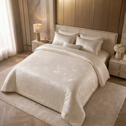 Anti-Static Cotton Jacquard Fabric for Sensitive-Skin Bedding – jacquard texture and application detail