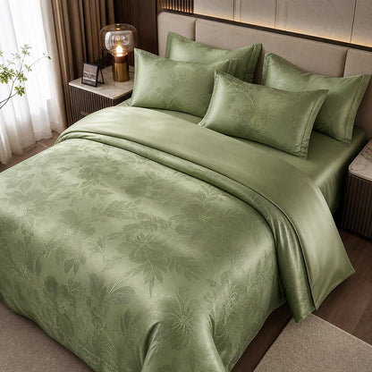 Embossed Cotton Jacquard Fabric for Four-Piece Bed Sets – alternate fabric and bedding view