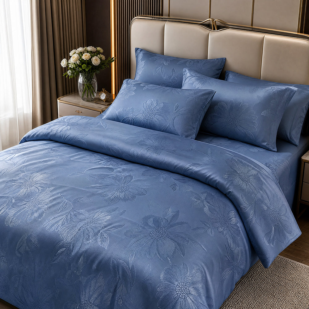 Embossed Cotton Jacquard Fabric for Four-Piece Bed Sets – jacquard texture and application detail