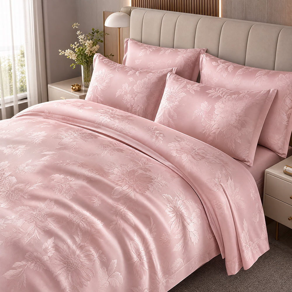 Embossed Cotton Jacquard Fabric for Four-Piece Bed Sets – color, weave and finish detail