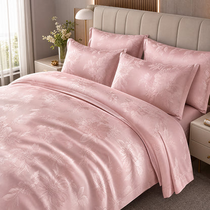 Embossed Cotton Jacquard Fabric for Four-Piece Bed Sets – color, weave and finish detail