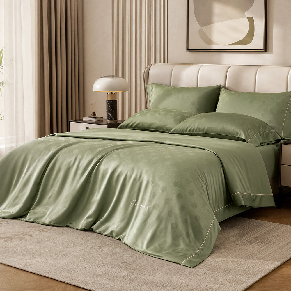 Double-Gauze Cotton Jacquard Fabric for Summer Bed Sheets – alternate fabric and bedding view
