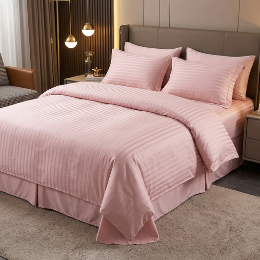 Striped Satin Cotton Jacquard Fabric for Hotel Flat Sheets – main product view