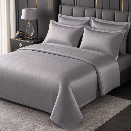High-Count Yarn-Dyed Cotton Jacquard Fabric for Luxury Bedding – alternate fabric and bedding view
