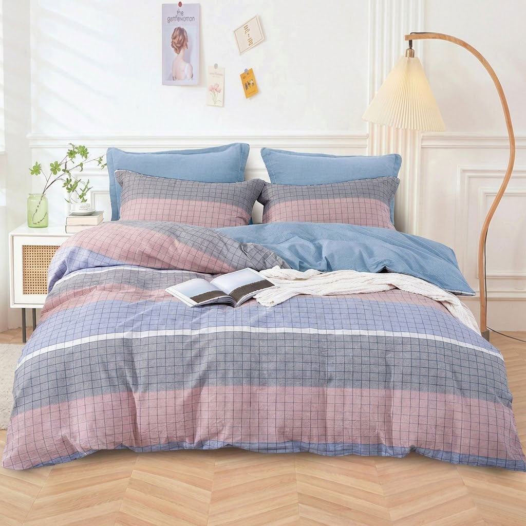 Wide-Width 100% Cotton Washed Printed Fabric for Bedding – washed cotton surface and pattern detail