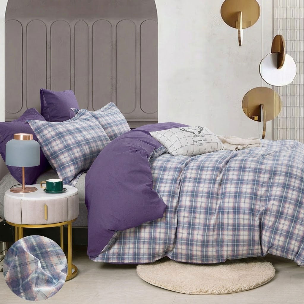 100% Cotton Washed Printed Fabric for Hotel Bedding – washed cotton surface and pattern detail