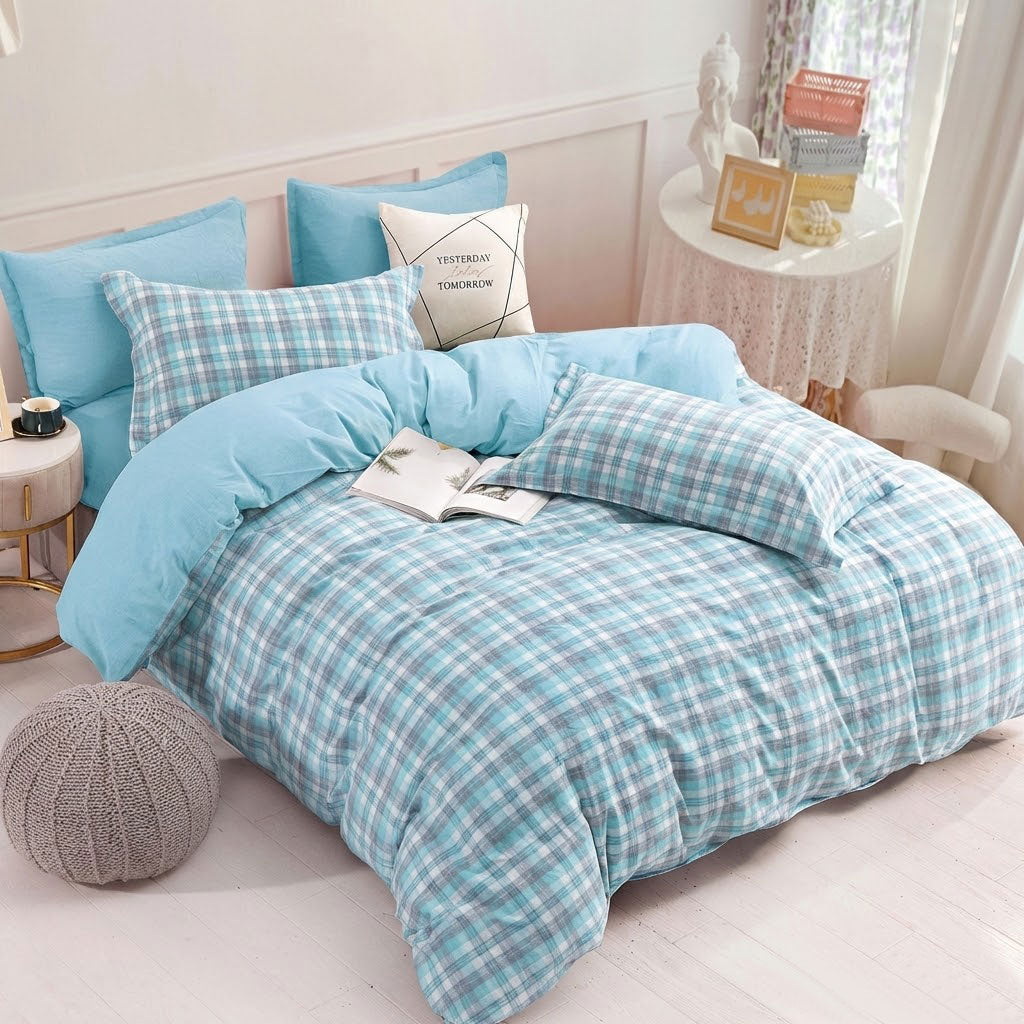 Crinkle-Texture 100% Cotton Washed Fabric for Duvet Covers – cotton texture and application detail