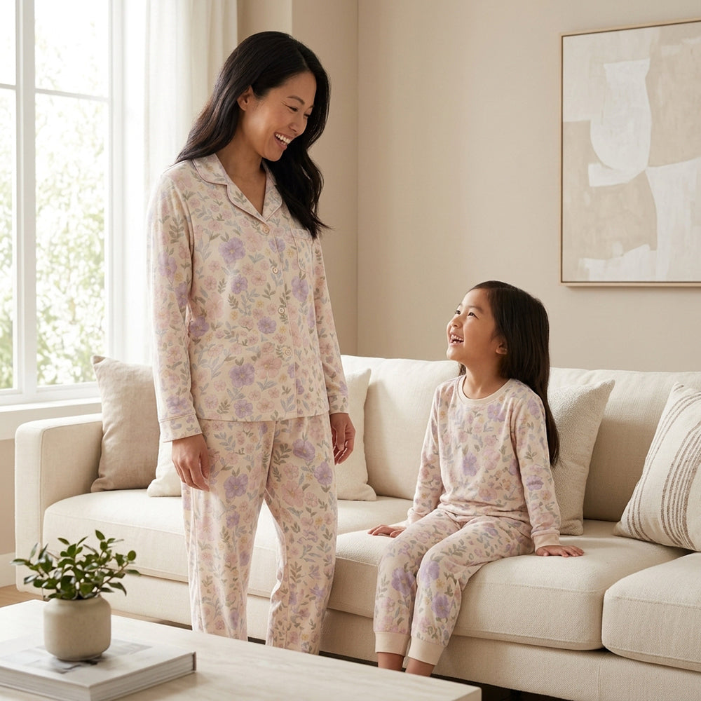 Washed-Finish Printed Microfiber Fabric for Bedding and Loungewear – color, print and additional product view