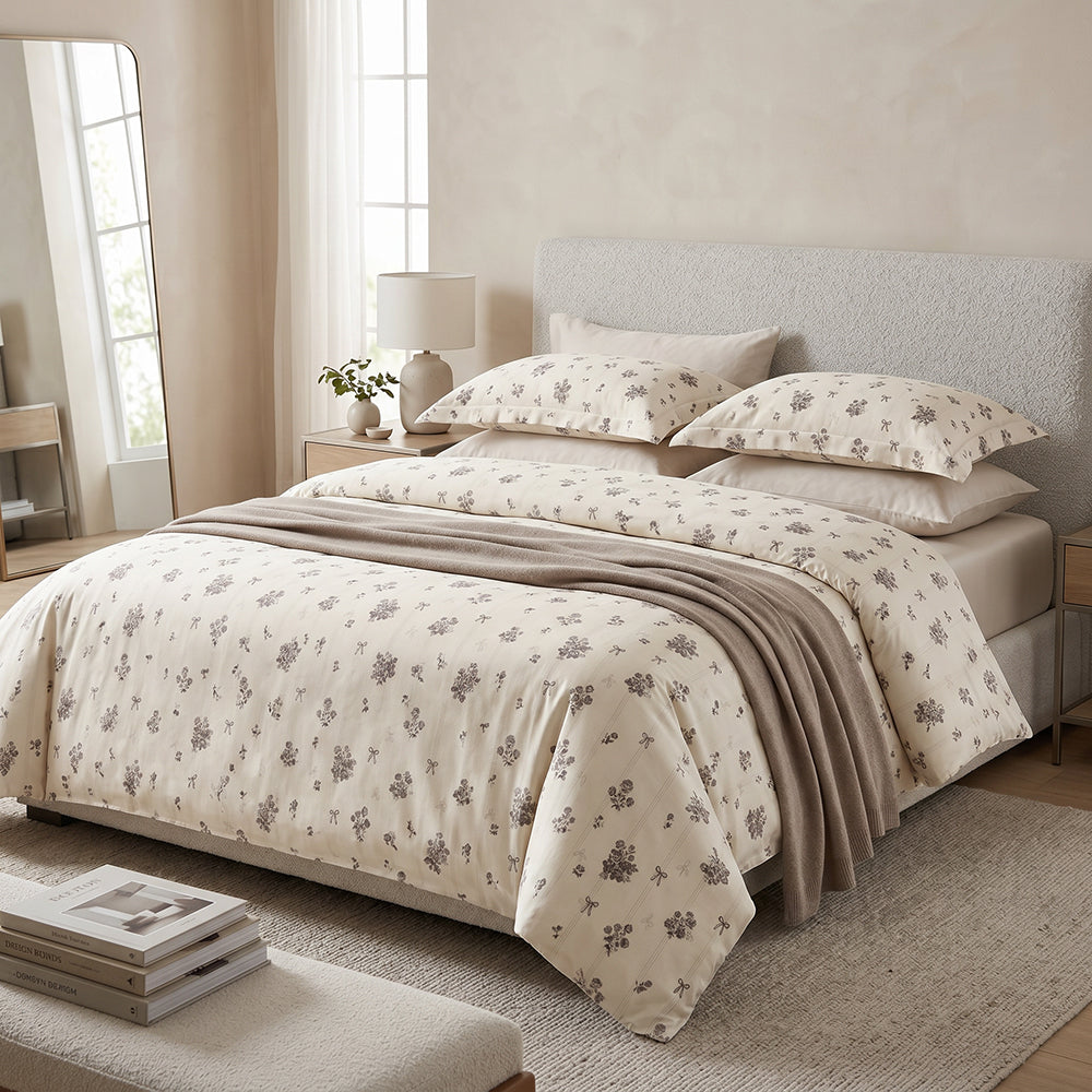 All-Season Printed Microfiber Fabric for Bedding and Homewear – color, print and additional product view