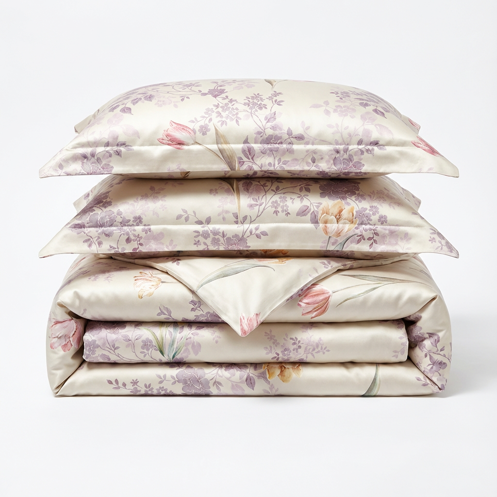 Eco Reactive Dyed Lyocell Tencel Fabric Matte Finish Solid and Exclusive Floral Pattern Material for High-End Bed Sheets - Image 1