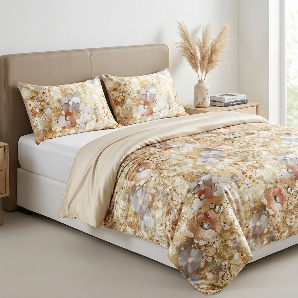 Eco Reactive Dyed Lyocell Tencel Fabric Matte Finish Solid and Exclusive Floral Pattern Material for High-End Bed Sheets - Image 3