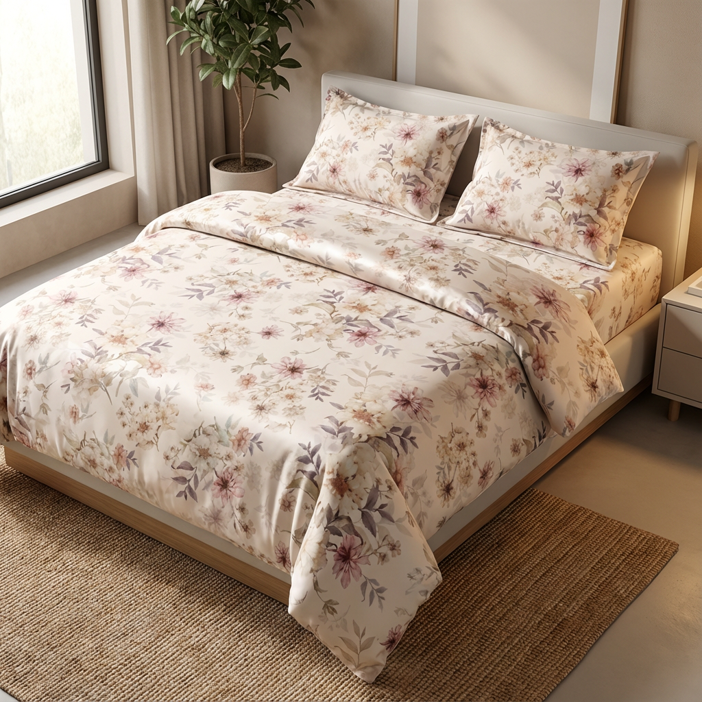 High Density Tencel Lyocell Satin Fabric Luxurious Shimmer Solid and Complex Pattern Custom Material for Premium Bedding - Image 2