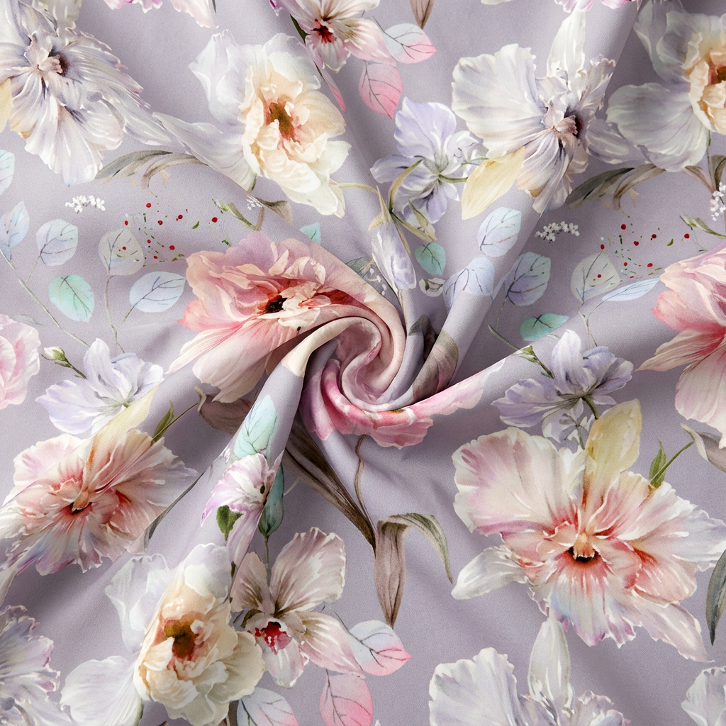 French Oil-Painting Style Printed Lyocell Tencel Fabric Support Any Pattern Customization for Luxury Bedding and Loungewear - Image 1
