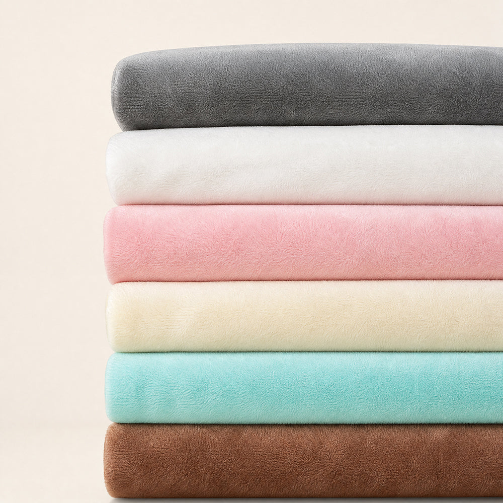 Wholesale Solid Plain Flannel Coral Fleece Fabric Different Weights for Sofa Towel - Image 1